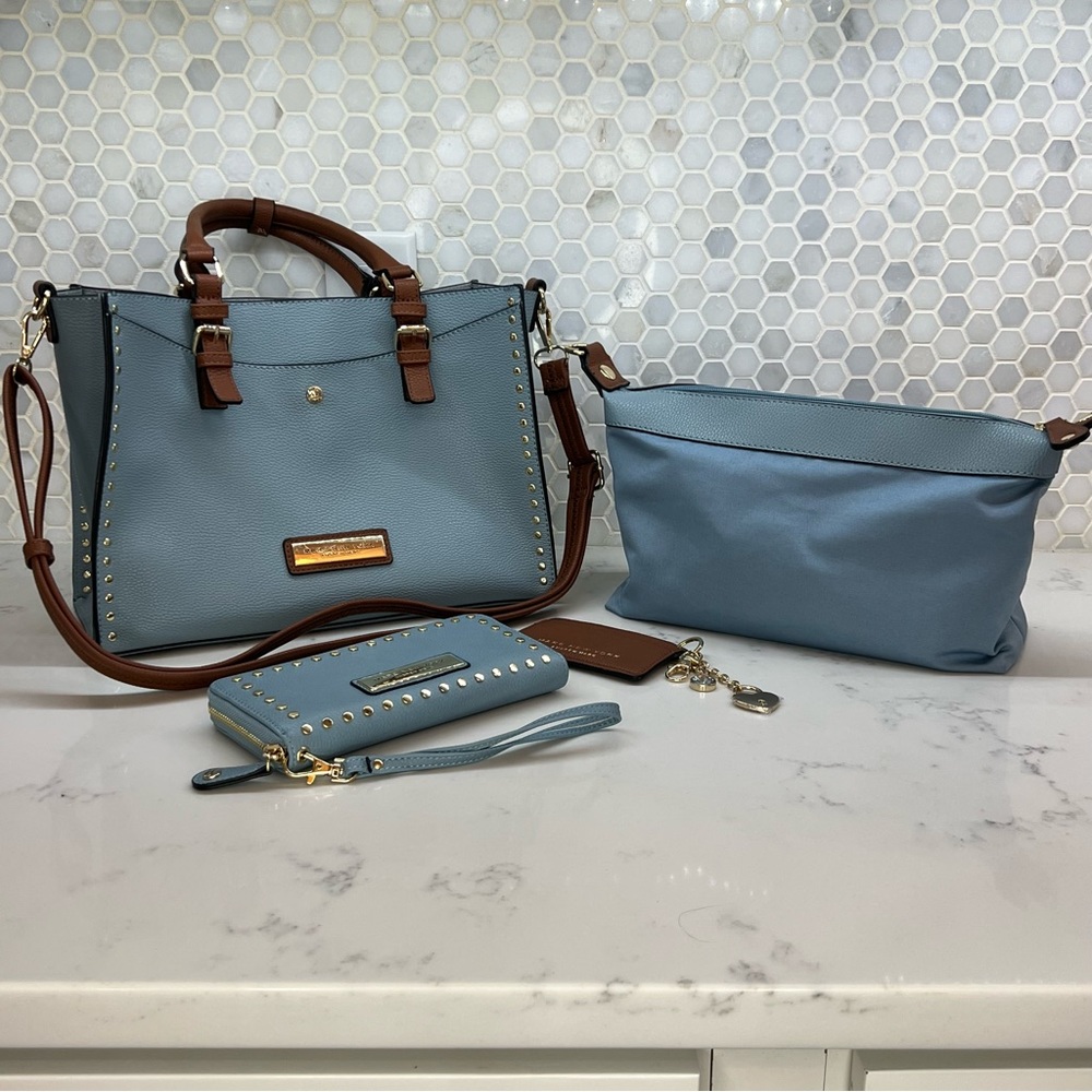 Four Piece Andrew Marc New York Studded Set in Blue